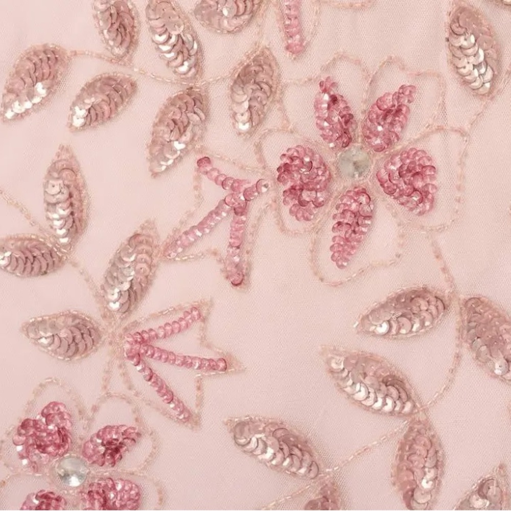 Adrianna Papell Elegant Pink Embroidered Evening Gown - Picture 5 of 13